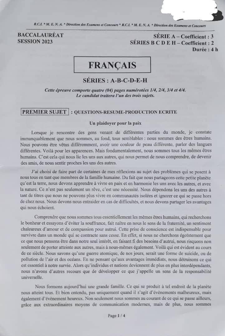 dissertation bac de francais 2023